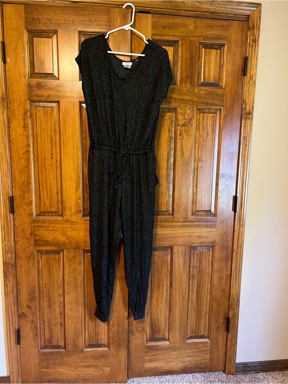 Serra Black Space Dyed  Heathered Short-Sleeve Jumpsuit Romper